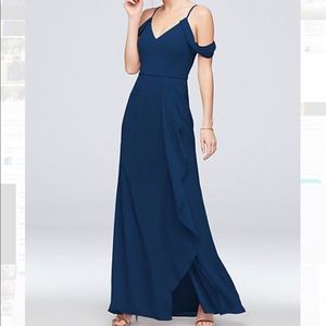 DB Off the shoulder bridesmaid dress Marine Blue